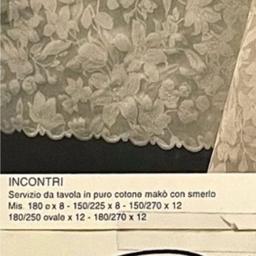 Bellora Incontri ( Vintage Exquisite ItalianTeal satin Tablecloth/10 napkins - Picture 4 of 5